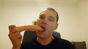 A Young Guy Fucks Himself Hard in the Throat and Ass with a Dildo