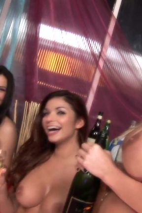 Big boobed broads Bo Tingley and Brooke Lee in lesbian group sex scene