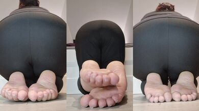 BBW wriggles her thick soles while squirming on plump ass