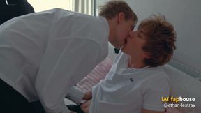 College Boys in the Backyard Big Dick Top Throatfucks the Twink, Then Rails His Smooth Hole