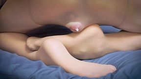 Rubbing Cock Inside Nylon Pantyhose