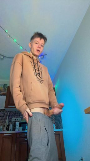 Huge Cumshot From a Skinny Boy with a Surprisingly Big Cock