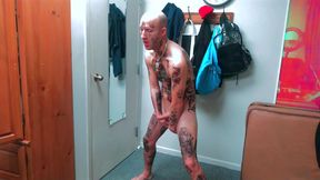 Fully Tatted Man Dildo Fucked