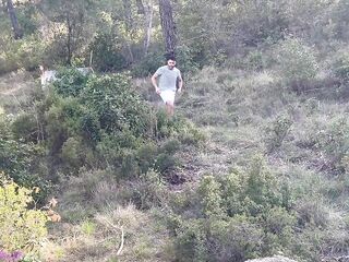 Sexy hotties hiking outdoors get slutted out by stranger in public trio