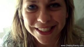 Chubby MILF gives a wet and sloppy blowjob in homemade POV
