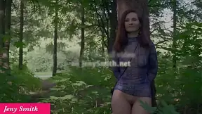 Naked hot woman in the forest  Sexy striptease