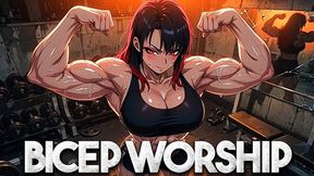 Biceps Worship Session - Rika Makes You Kiss Her Pumped Peaks After Crushing You