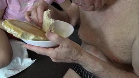 Nursing patient gets his breakfast!
