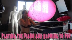 Playing the piano and blowing to pop