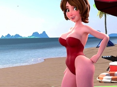 Hot Stepmom Aunt Cass Gets Her Pussy Stuffed in Beach POV