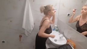 Jenny the Blonde Getting Ready for Disco Night