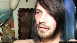 RealAltGuys.com - Handsome alt stud intensely jerks off his uncut dick to hot porn