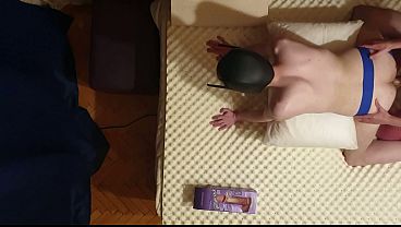 Busty Mistress Anastasia dominates submissive man with strapon