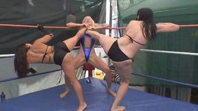 Dual Belly Bombs or Dual Submissions - Liz vs DD and Katrina