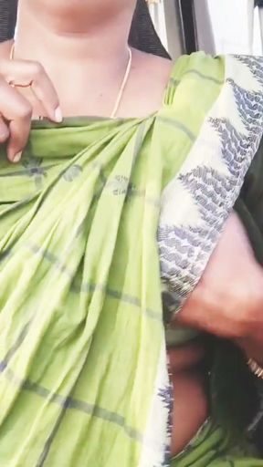 Telugu crezy DIRTY talks, beautiful saree indian MAID car sex.   Clip 2