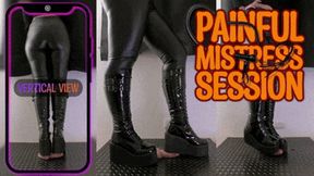 Painful Mistress CBT Session in Heavy Chunky Platform Black Boots (Vertical Version) - Tamystarly - Cock Balls Crush Trample, Bootjob, Trampling, Shoejob, Stomping