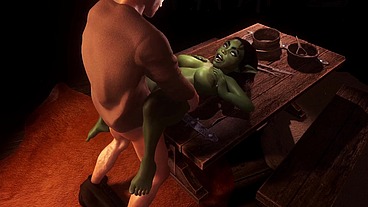 Sex with hot busty goblin girl