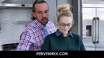 PervFamXX -  Lily Larimar bent down on the kitchen counter as Johnny rips her pantyhose and gets fucked from behind as a lesson for talking naughty on the phone