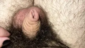 Little limp uncut dick hiding in my foreskin and very hairy pubes