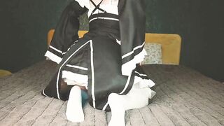 Maid women Rem from Re Zero is missing and plays double vibrator - Cosplay Spooky Boogie