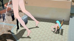 blonde giantess squirts hard from being watched