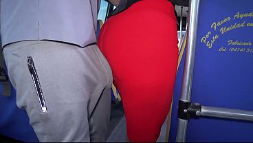 Busty Latina stepsister rides cock in public bus