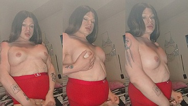 Tsladoll - big titty TS jerks off