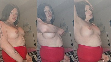 Tsladoll - big titty TS jerks off
