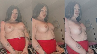 Tsladoll - big titty TS jerks off