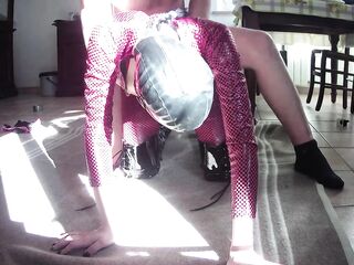 mother I'd like to fuck in leather catsuit and boots over the knee, throated, banged, cum on bazookas