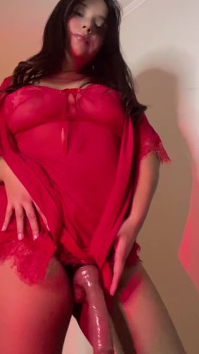 Curvy sub gets pegged by her submissive boyfriend
