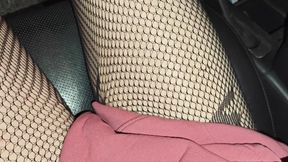 Sarah - Struggling in Sexy Skull Stockings & a Pink Hoodie - Lap View