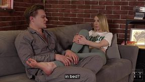 Hot blonde girl moans sweetly on monster cock