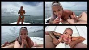 Hayley Davies gives a Double Blowjob on the Yacht