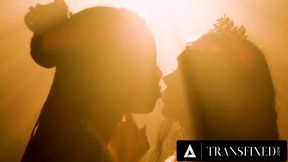 Ebony Trans Goddess Eva Maxim Gets Rough Ridden By Kira Noir In Reverse Cowgirl