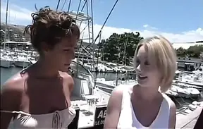 Blonde girl does the 69 while sailing on a boat