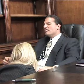 Blonde lawyer sucks her boss&#039;s cock