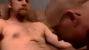 Unshaved amateur offers his small shaft to a chubby shaft sucker