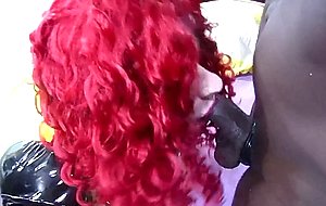 Sissy fucked bareback by a monster black cock. threesome