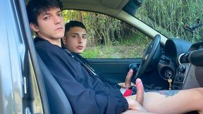 Ride Share Hookup: Horny Twink Picks Up Sexy Passenger and They End Up Fucking Raw