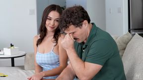 Invited her best guy friend over and seduced him for a hot sofa sex