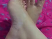 tici_feet tici feet @tici_feet IG passing cream in my feet, lilac toenails