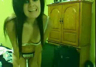 Gorgeous punk webcam girl pokes her cunny with bottle