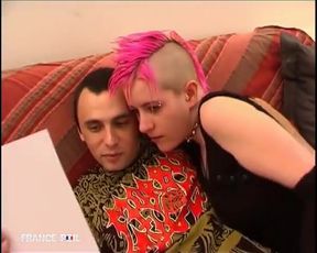 Wild Slut with Mohawk Masturbates with Dildo
