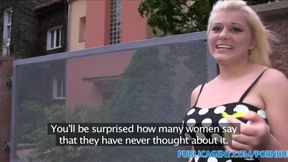 Amateur Blonde with big boobs gets cum over her tight pussy