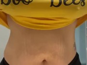 Milf lifts shirt, big tits jiggle