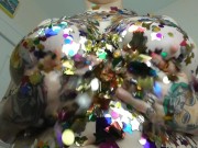 Chubby Girl Rubs Down in Oil & Confetti