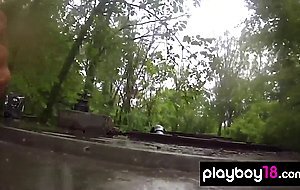 Big boobed badass nude babes Taylor Seinturier and Nadia Moore driving tank