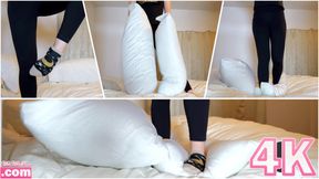 Mila Jumps on Bed Pillow