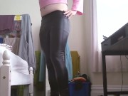 Get Fit With Me? Morning Stretch & Exercise in Wetlook Leggings Turns Into Tease and Play